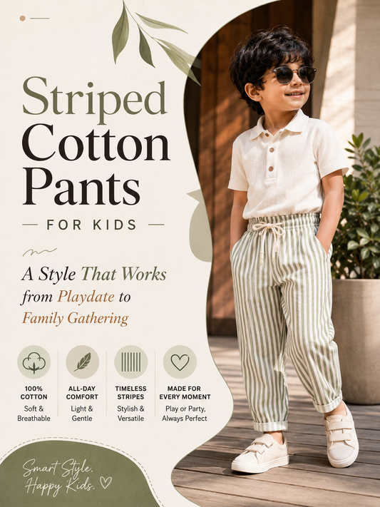 Striped Cotton Pants for Kids: A Style That Works from Playdate to Family Gathering