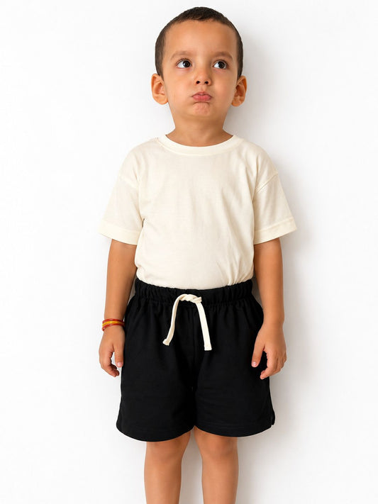 Black Kids Shorts – 240 GSM Cotton French Terry (1-8 Years)