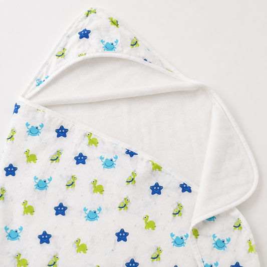 Ocean Pals — 2-Layer Organic Muslin Hooded Bath Towel