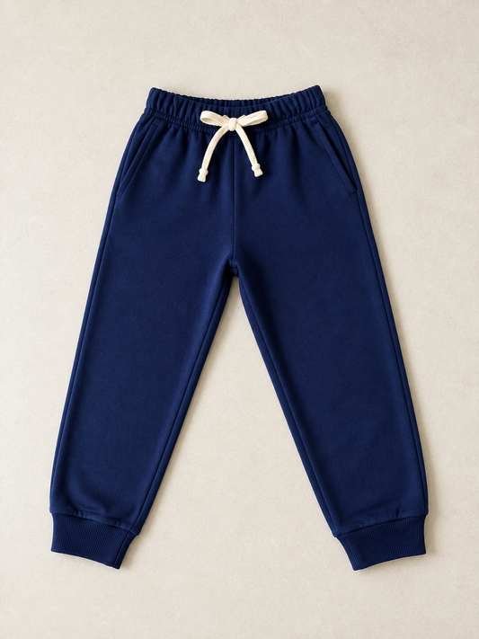 Navy Blue Kids Joggers – 240 GSM Cotton French Terry (1-8 Years)