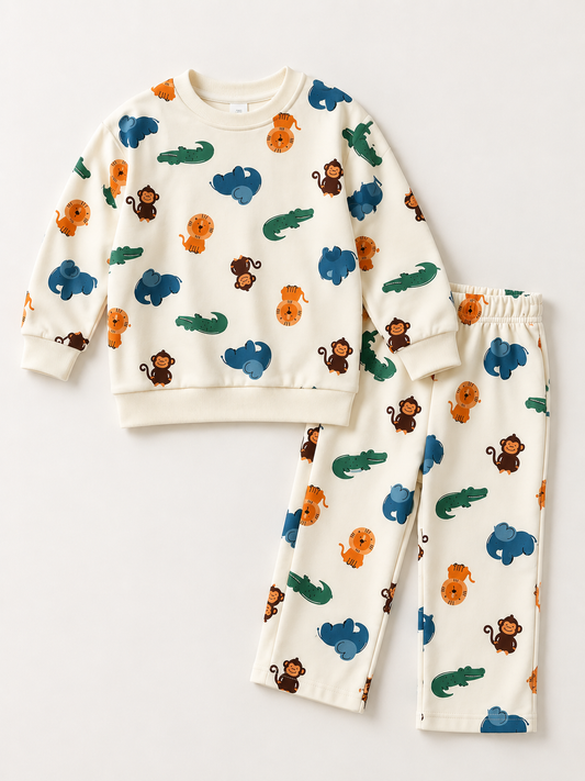Jungle Friends Oversized Sweatshirt Set for kids by Gozi