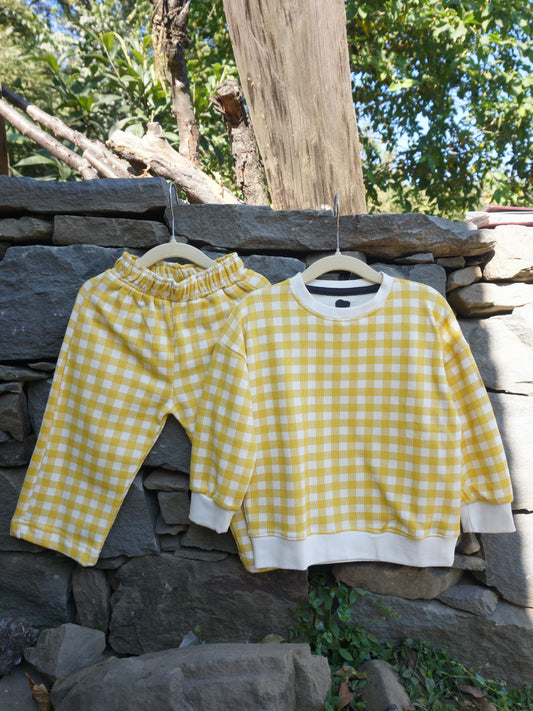 Lemon Check Cozy 2 Piece Sweatshirt set for Boys & Girls