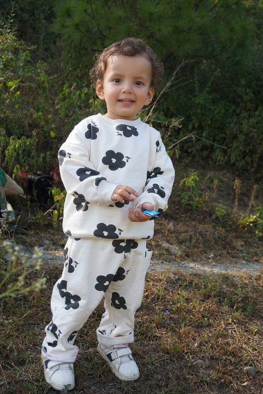 Flower Power 2 Piece Fleeced Sweatshirt set for Boys & Girls