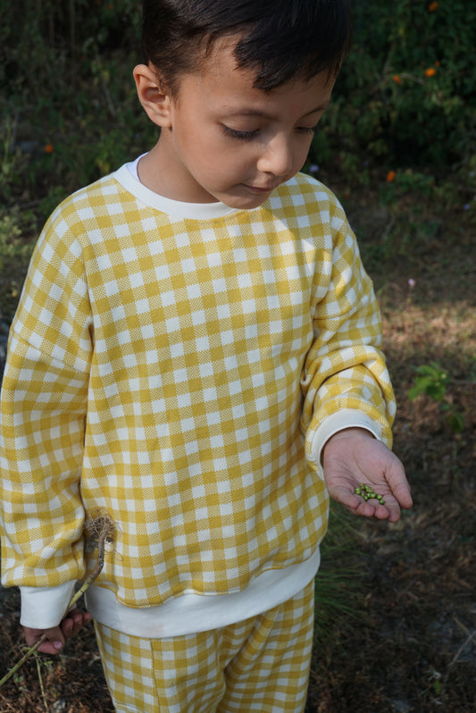 Lemon Check Cozy 2 Piece Sweatshirt set for Boys & Girls