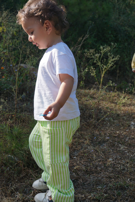 French Terry Collection: Neon Green Striped Pants