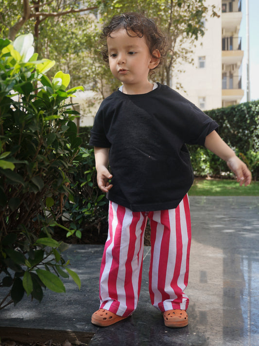 Cherry Stripes Cotton Pants
