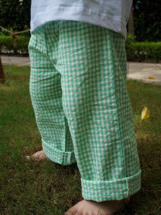 The Mint Gingham Pants: Lightweight & Super soft