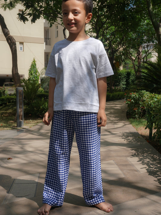 Ocean Blue Cotton Lounge Pants for Kids – Gozi
