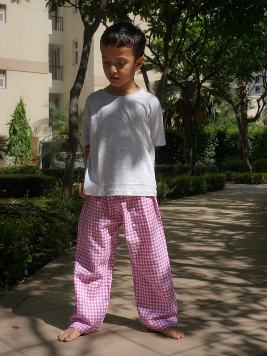 Blossom Pink Cotton Lounge Pants for Kids – Gozi