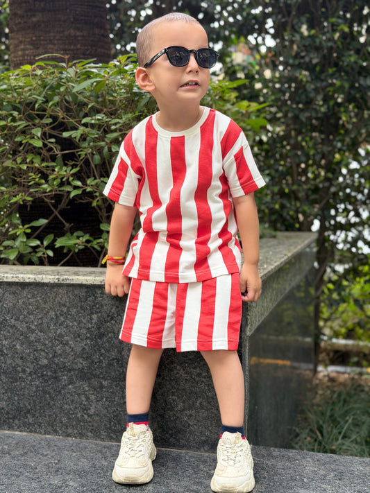 The Football Collection: Red – Kids French Terry Co-ord Set (T-Shirt & Shorts)