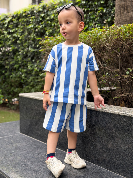 The Football Collection: Blue – Kids French Terry Co-ord Set (T-Shirt & Shorts)