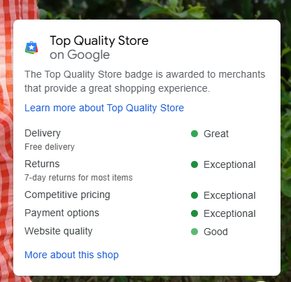 We are a Top quality store on google: Here's what it means !