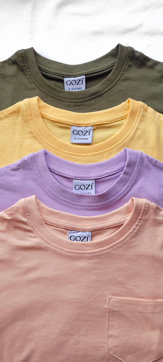 Lavender, Coral, Dark Olive & Light Yellow - Pack of 4 Super Soft Cotton T Shirts For Baby Boys and Girls