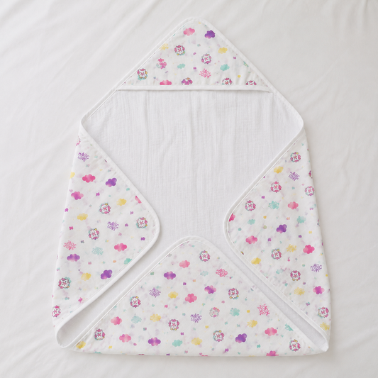 Unicorn Garden — 2-Layer Organic Muslin Hooded Bath Towel