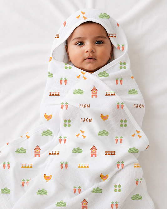 Gozi Organic Muslin Hooded Bath Towels — Pack of 3