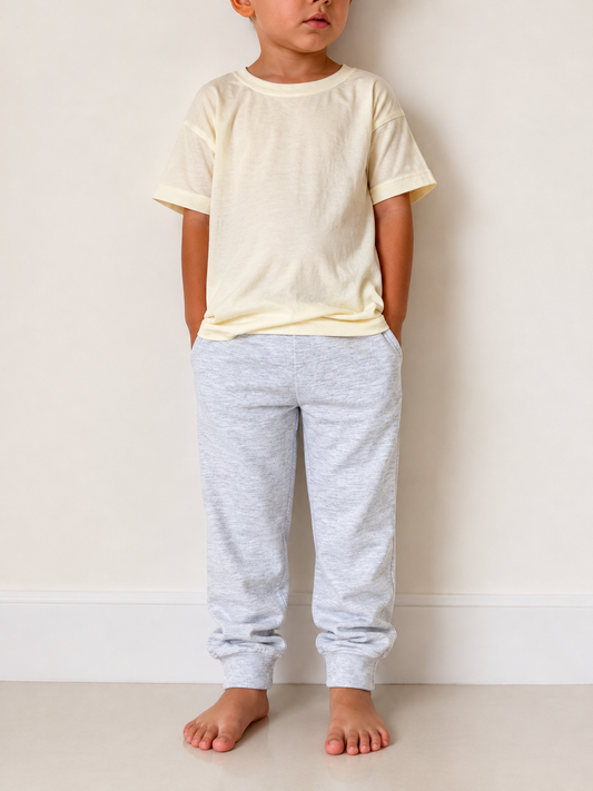 Grey Kids Joggers – 240 GSM Cotton French Terry (1-8 Years)