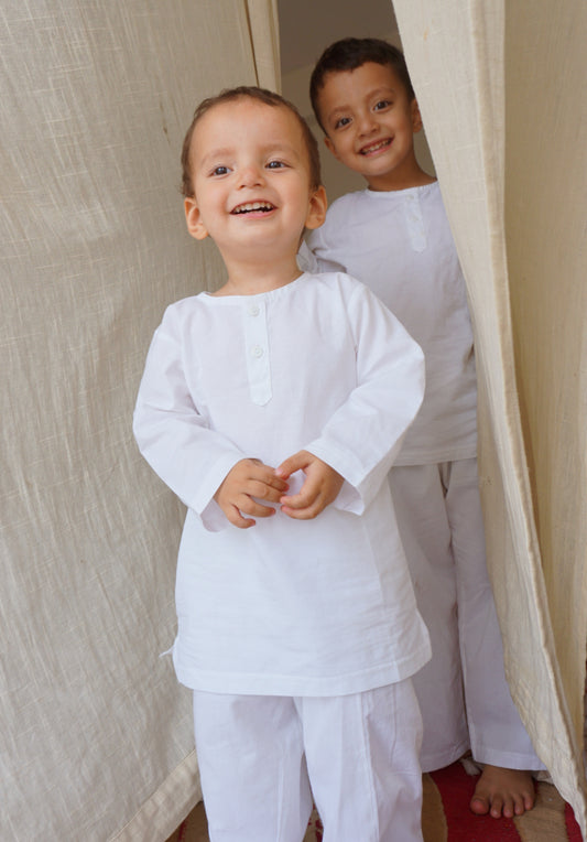 Kurta Pajama For Baby Boys and Girls- White