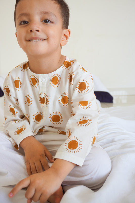 Kurta Pajama For Baby Boys and Girls- Sun Print