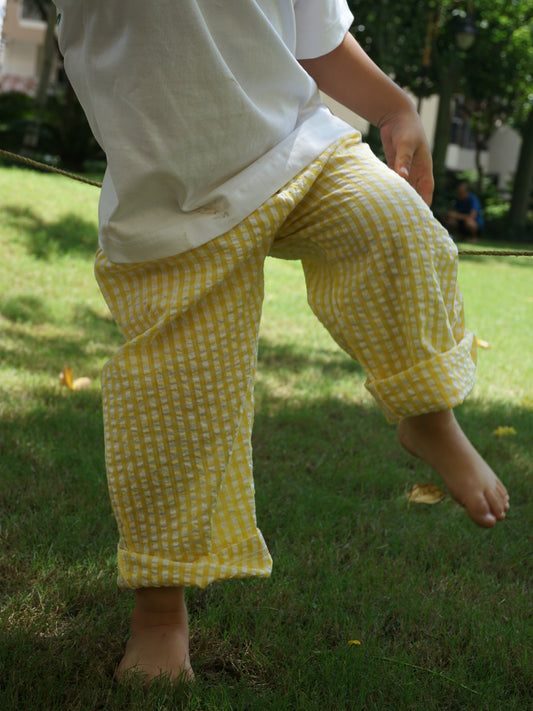The Yellow Seersucker Pants: Lightweight & Super Soft