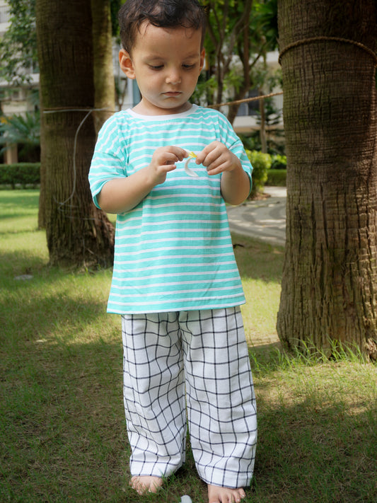 Relaxed Fit Mint Green Striped Cotton T-Shirt