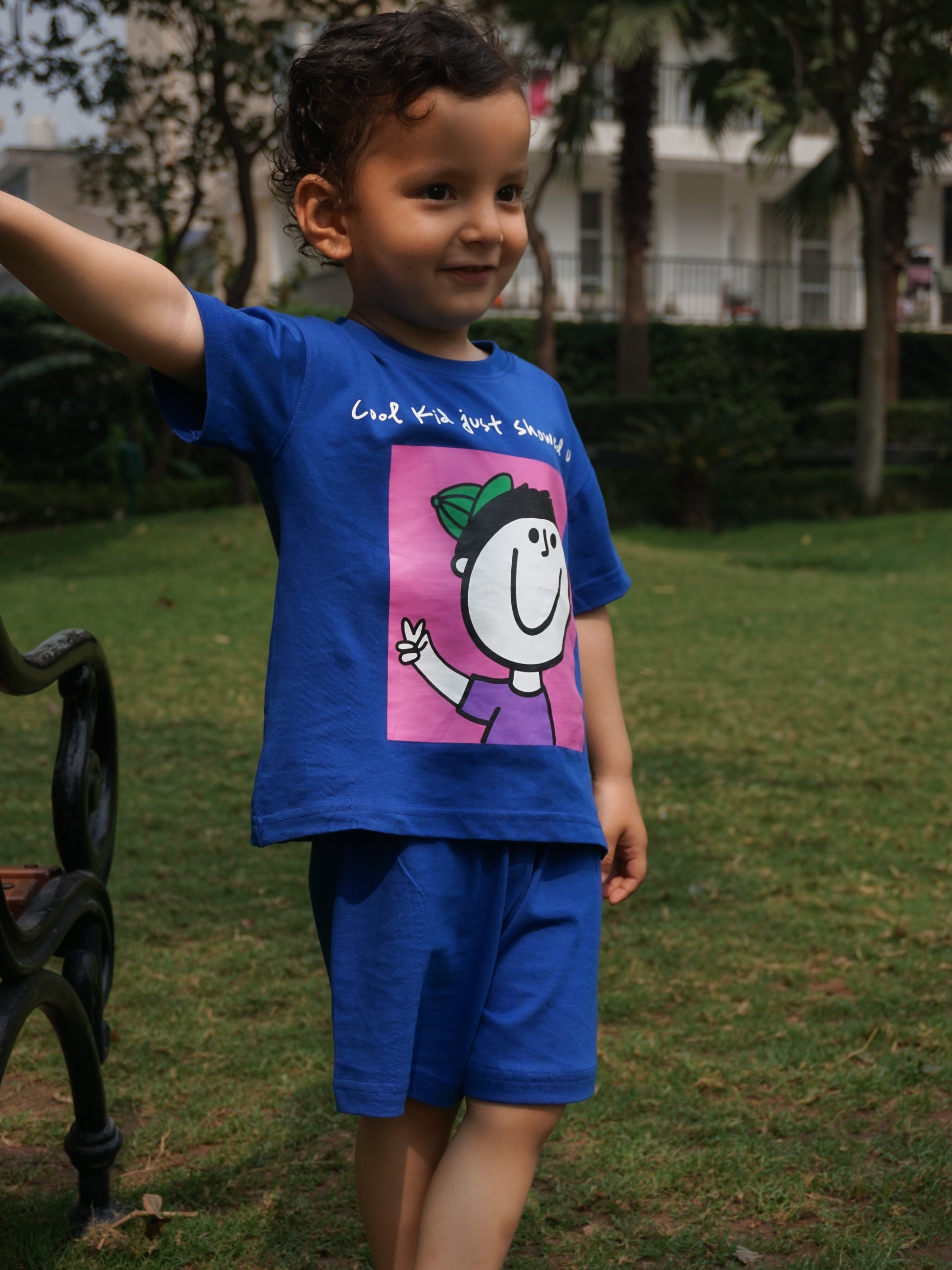 Coolest Kid on the Block Cotton Co-ord Set for Kids – Gozi