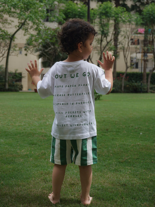 Out We Go Cotton Co-ord Set for Kids – Gozi