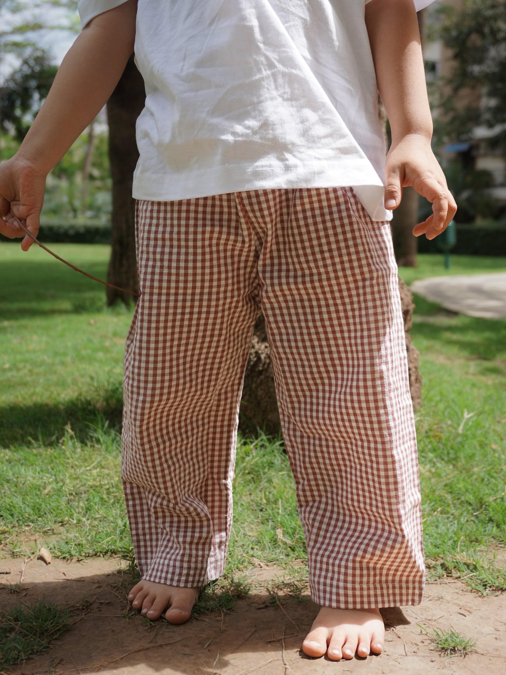Biscuit Check Cotton Pants for Kids – Gozi