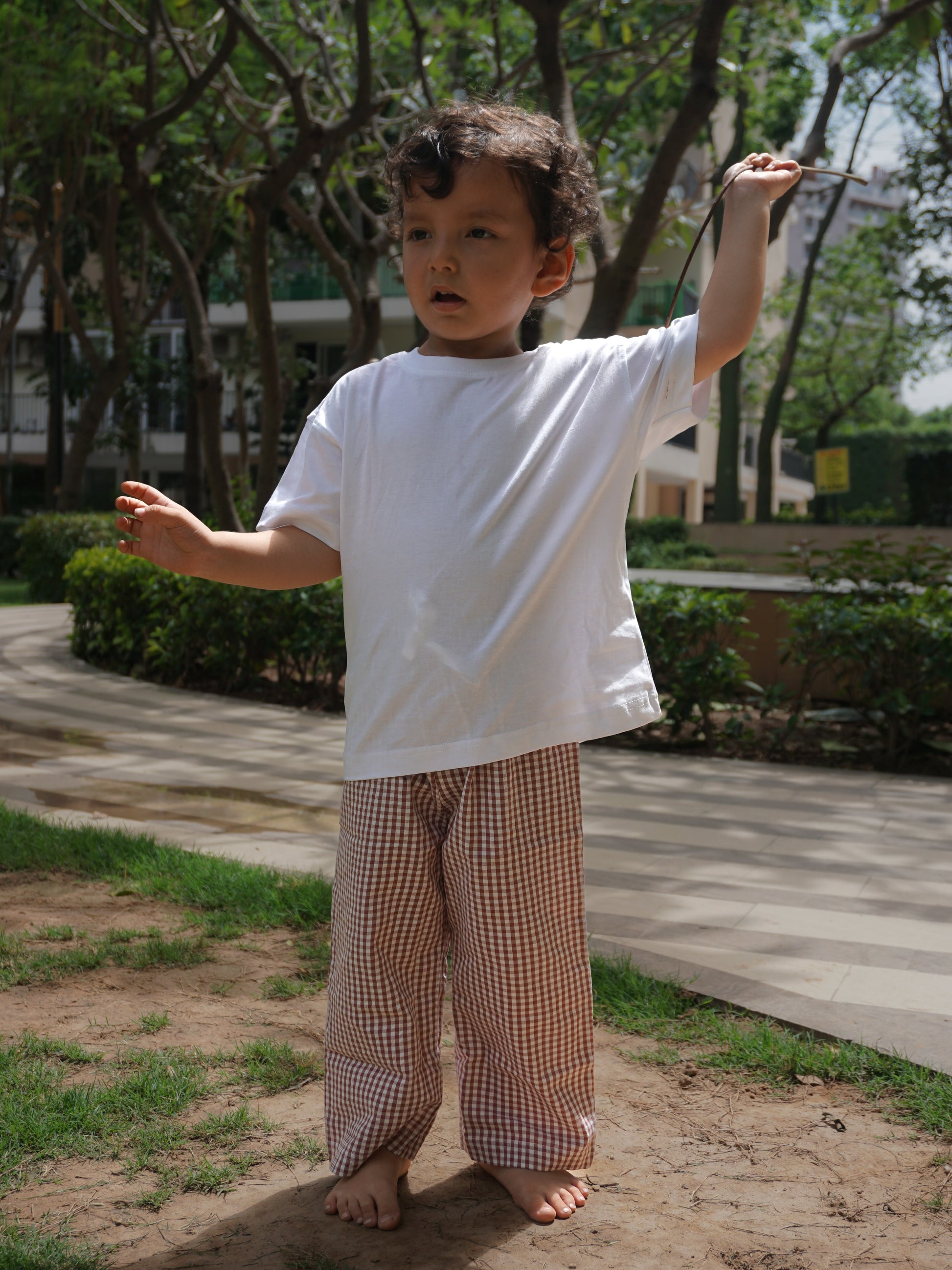 Biscuit Check Cotton Pants for Kids – Gozi