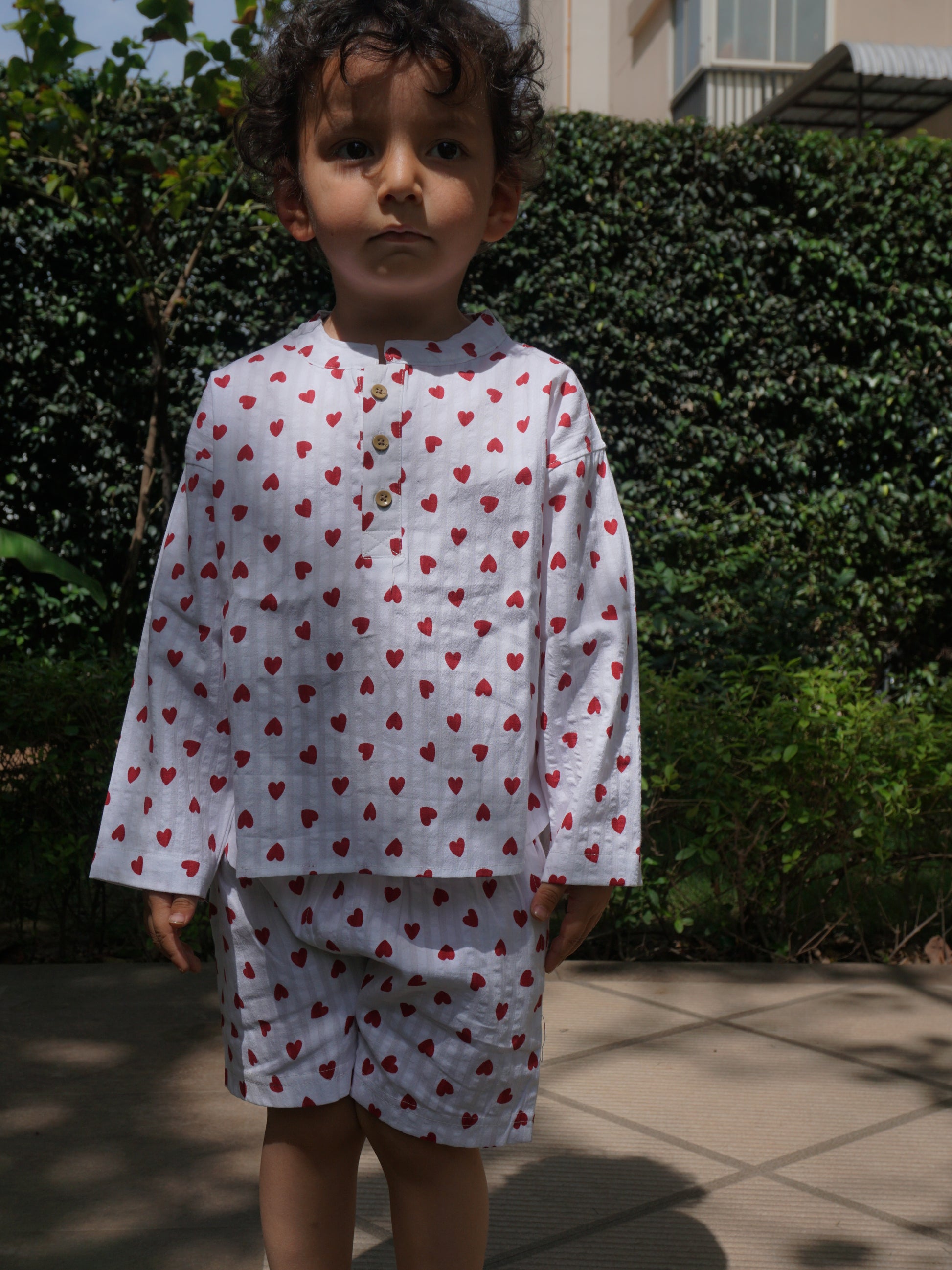 Happy Hearts Cotton Co-ord Set for Kids – Gozi
