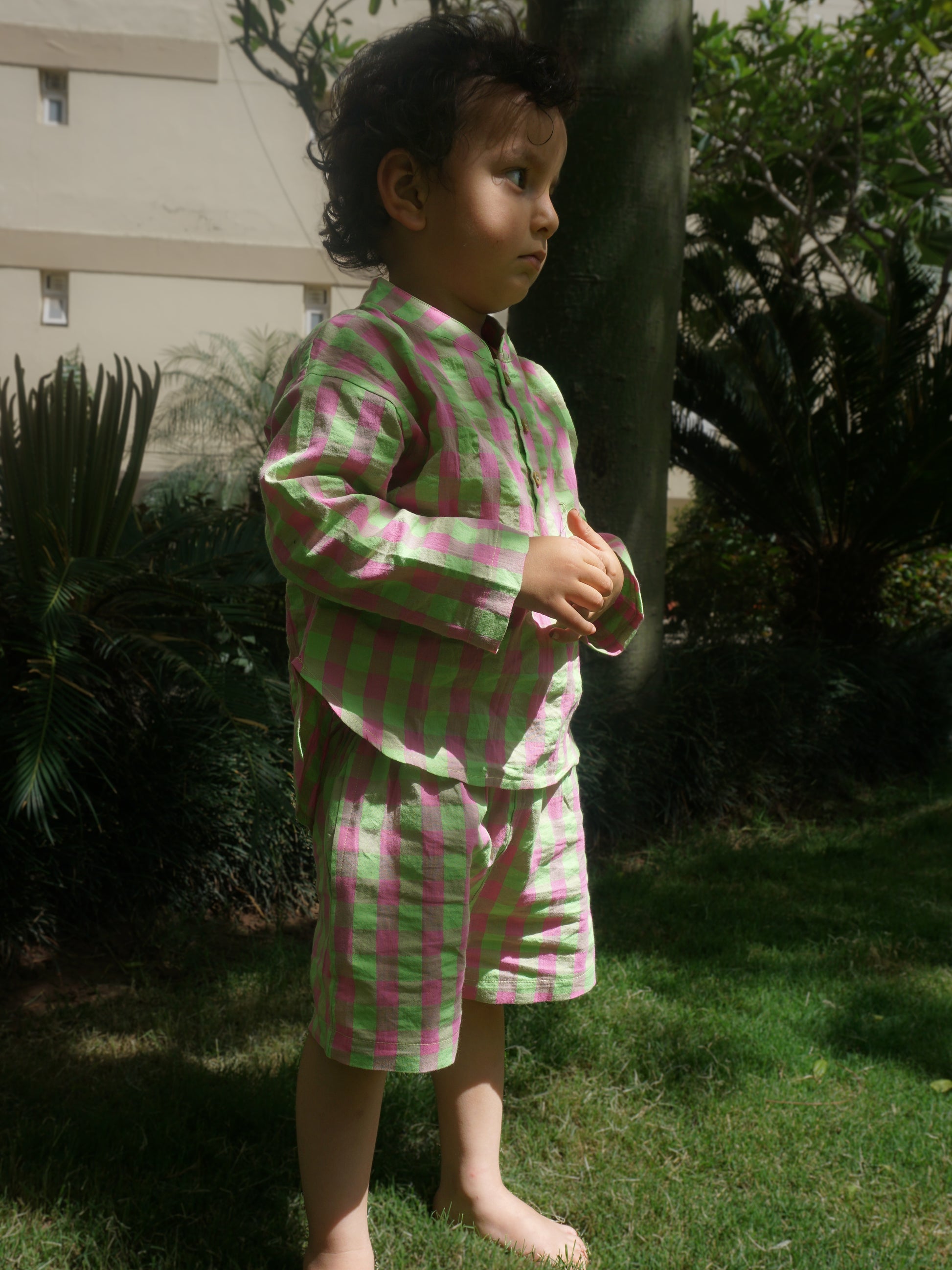 Rosemint Check Cotton Co-ord Set for Kids – Gozi