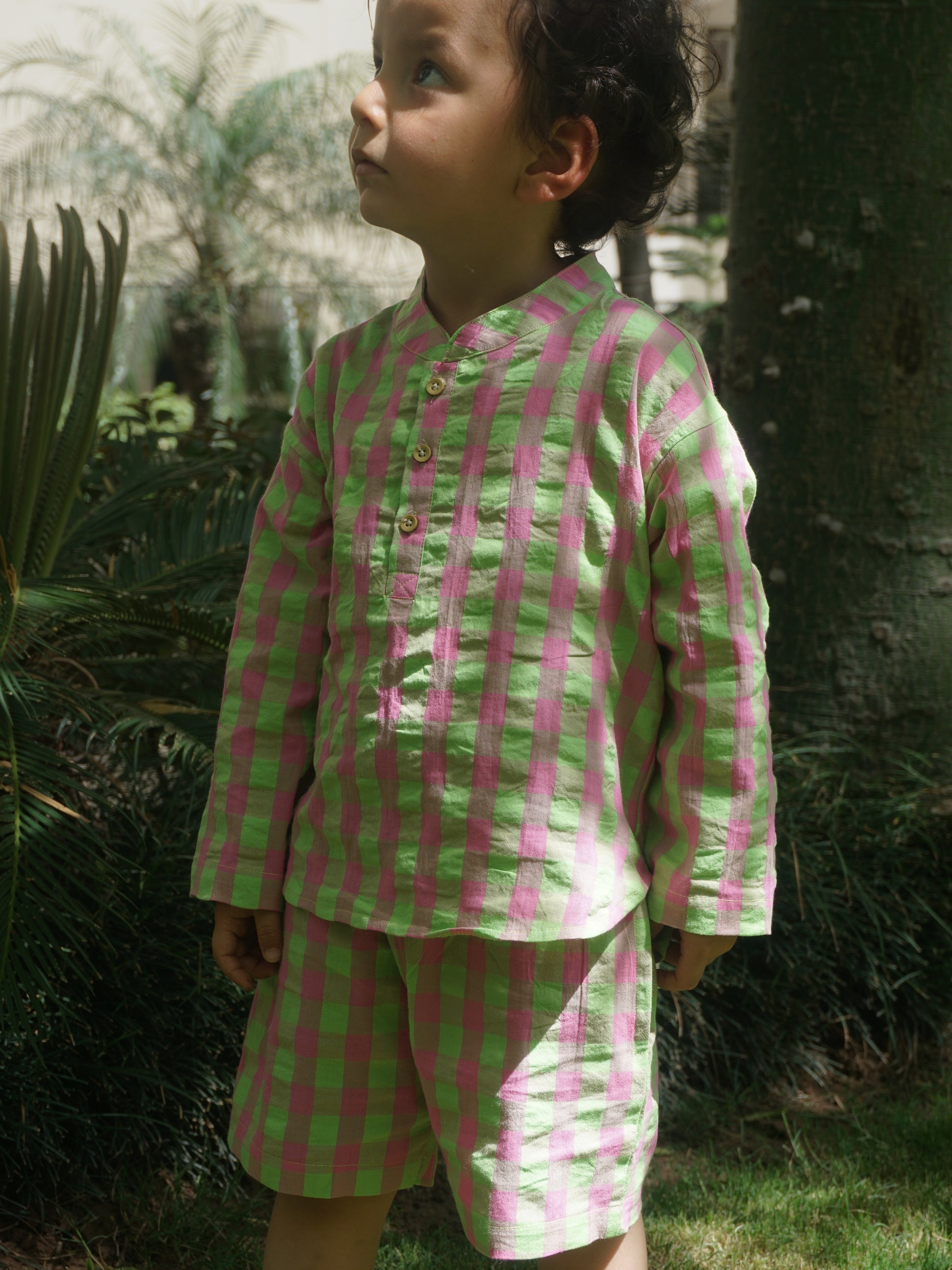 Rosemint Check Cotton Co-ord Set for Kids – Gozi