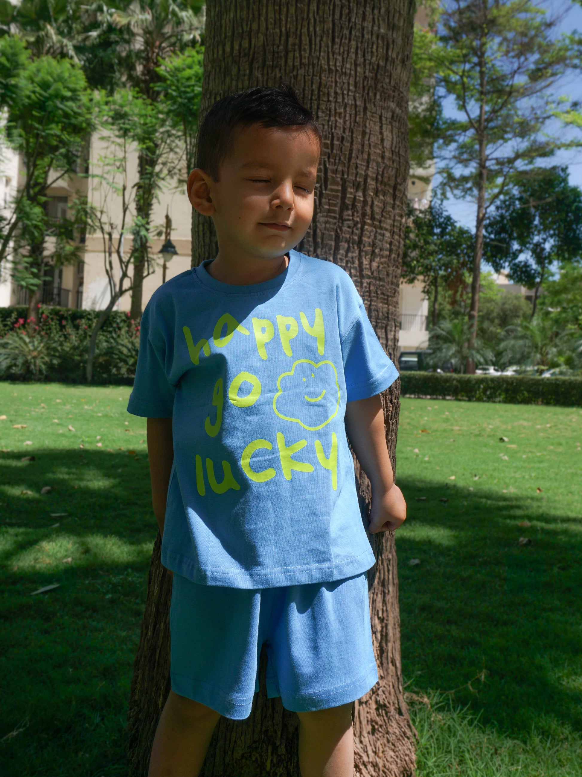 Happy Go Lucky Cotton Co-ord Set for Kids – Gozi