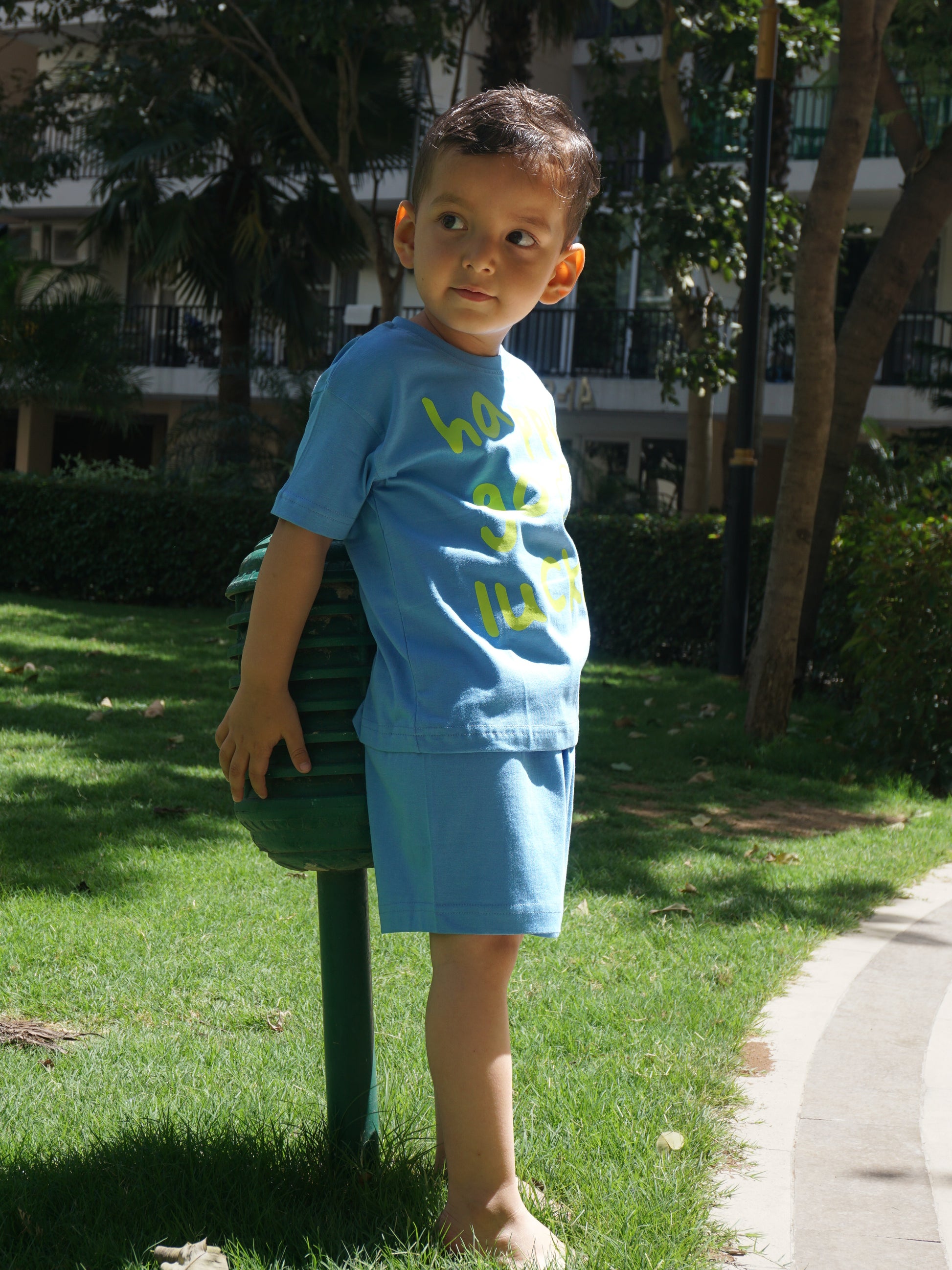 Happy Go Lucky Cotton Co-ord Set for Kids – Gozi
