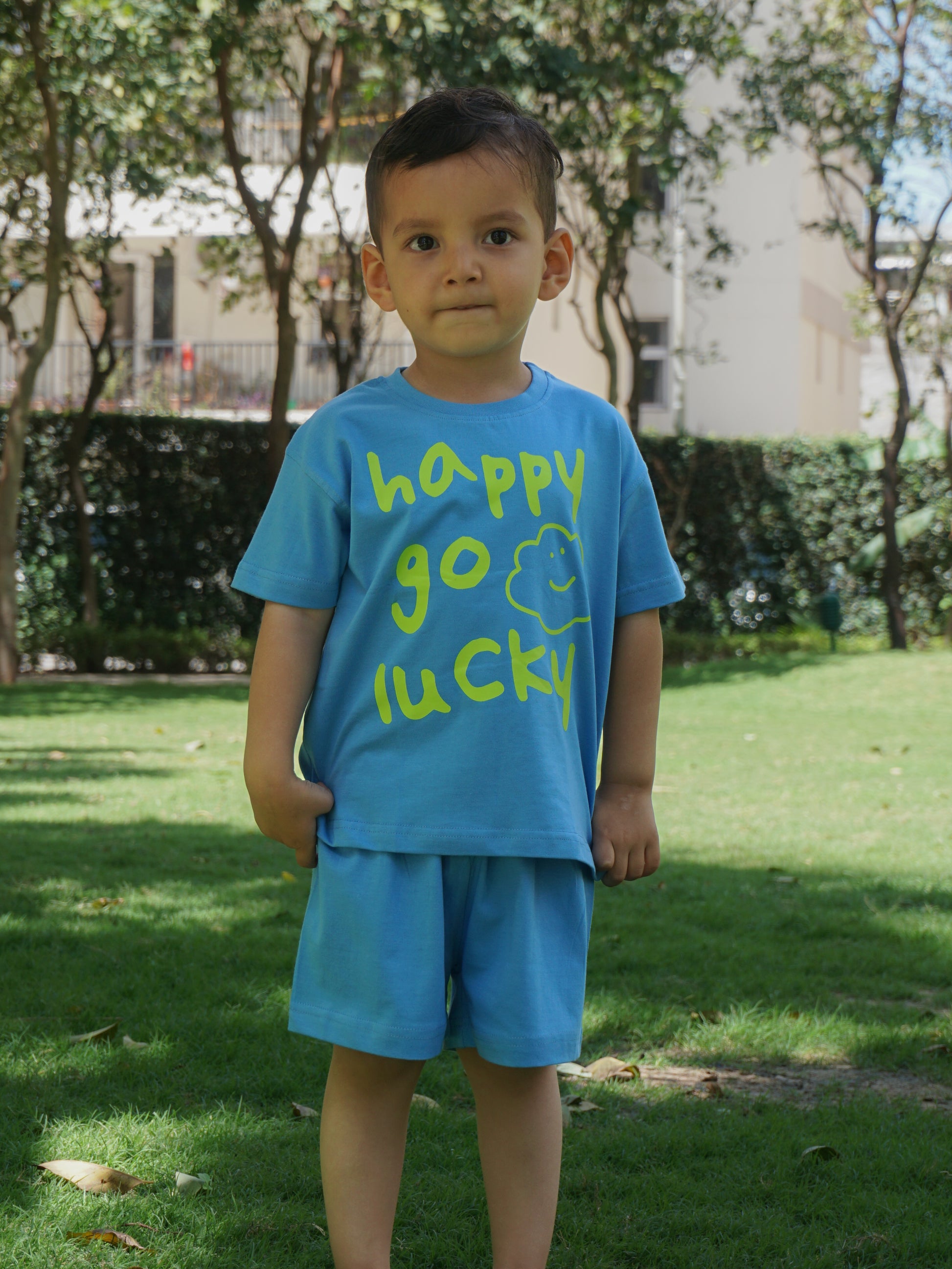 Happy Go Lucky Cotton Co-ord Set for Kids – Gozi
