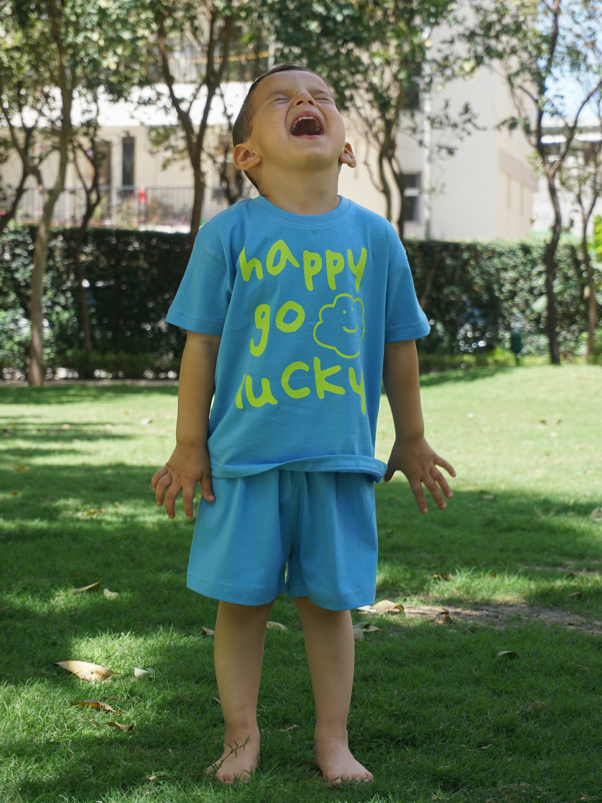 Happy Go Lucky Cotton Co-ord Set for Kids – Gozi