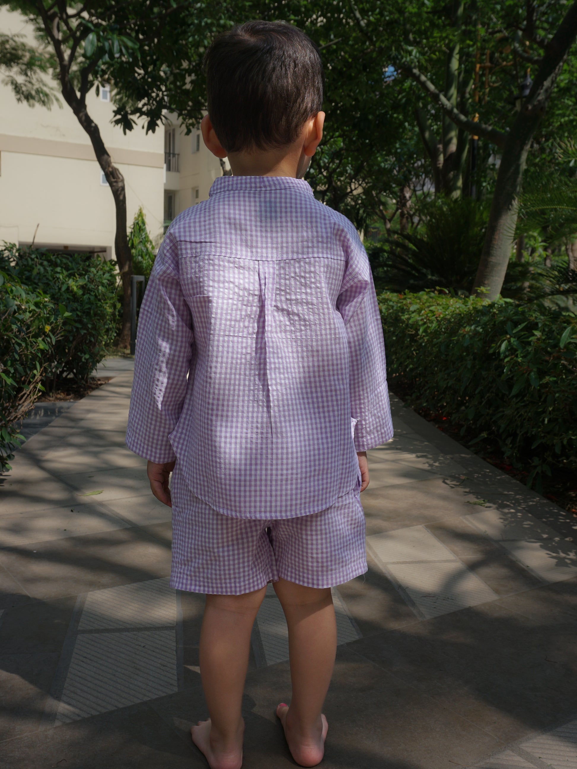 Wisteria Gingham Cotton Co-ord Set for Kids – Gozi