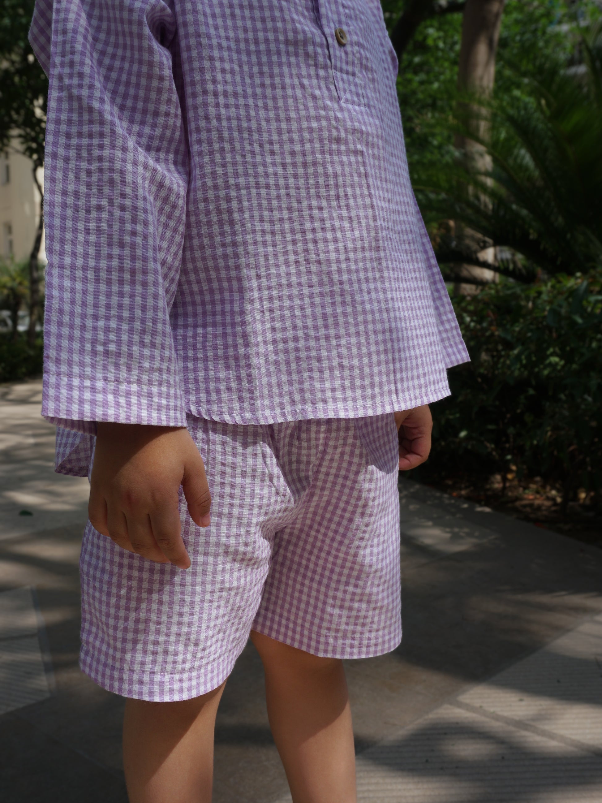 Wisteria Gingham Cotton Co-ord Set for Kids – Gozi