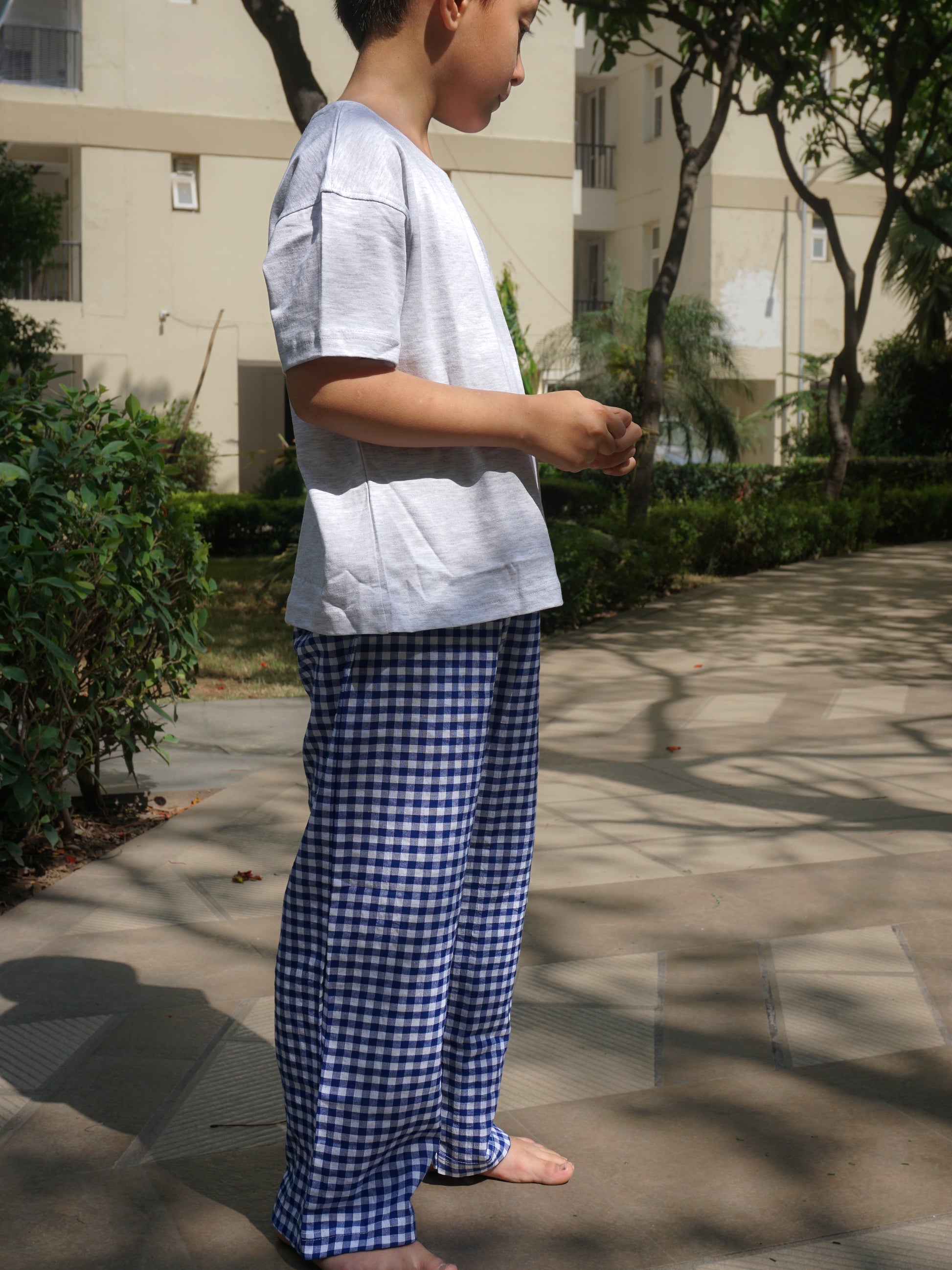 Ocean Blue Cotton Lounge Pants for Kids – Gozi
