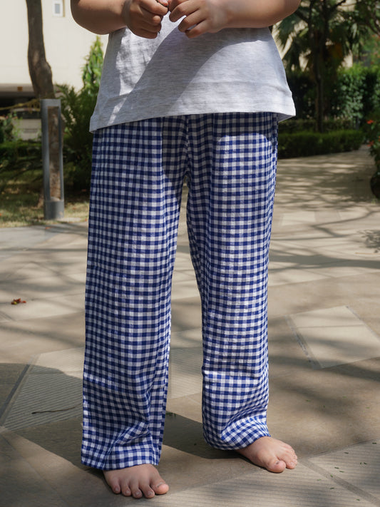 Ocean Blue Cotton Lounge Pants for Kids – Gozi