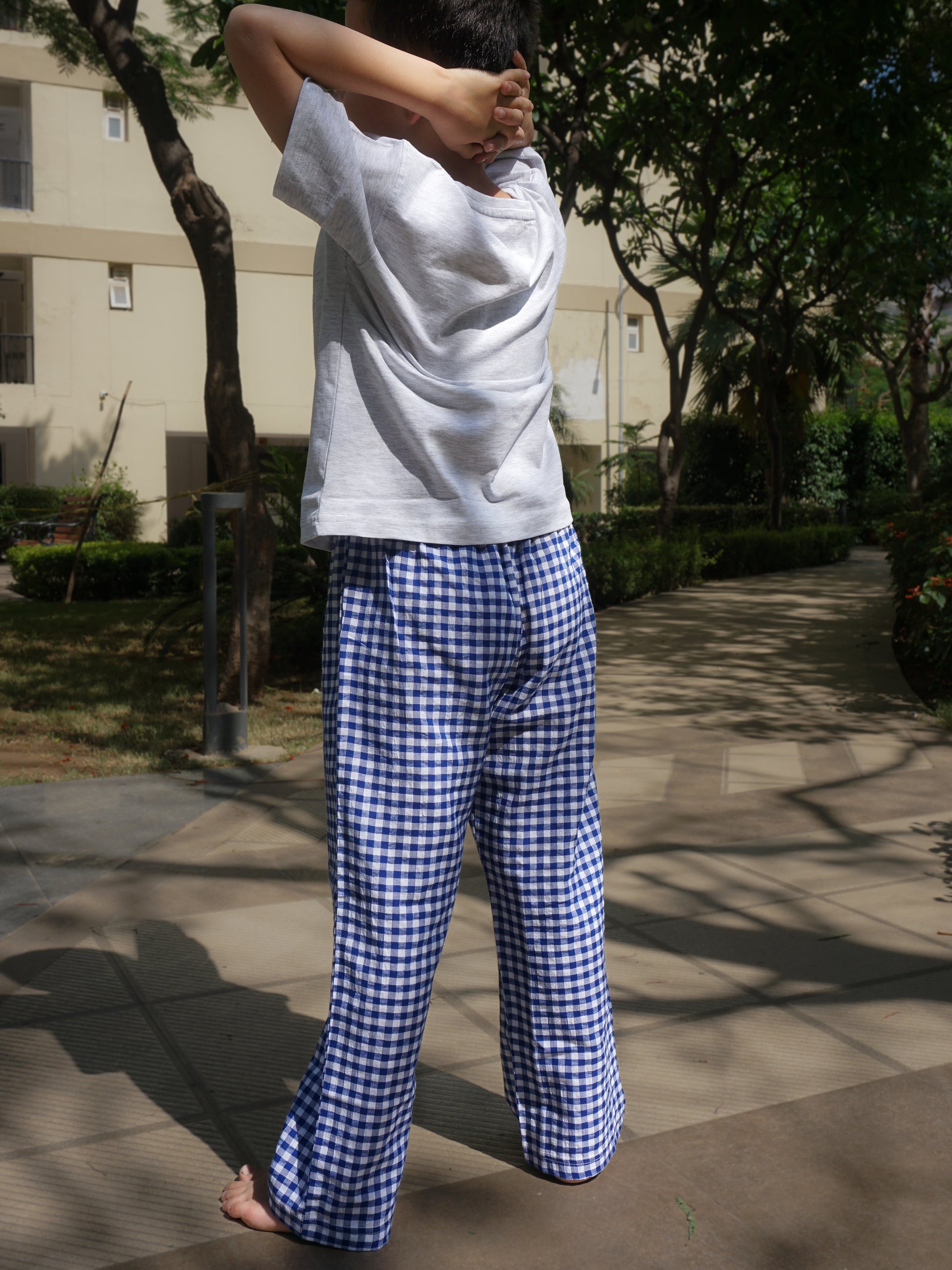 Ocean Blue Cotton Lounge Pants for Kids – Gozi