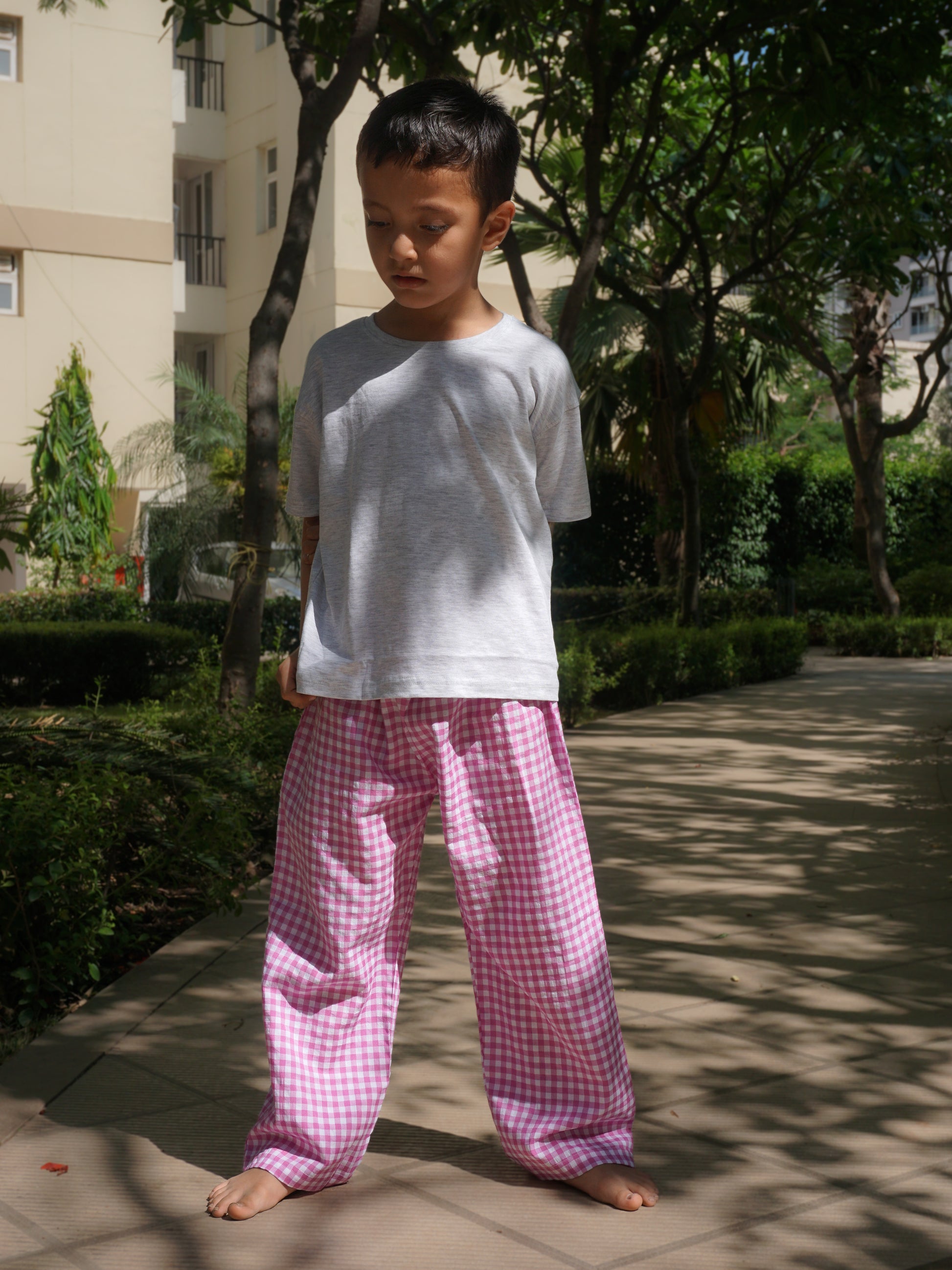 Blossom Pink Cotton Lounge Pants for Kids – Gozi