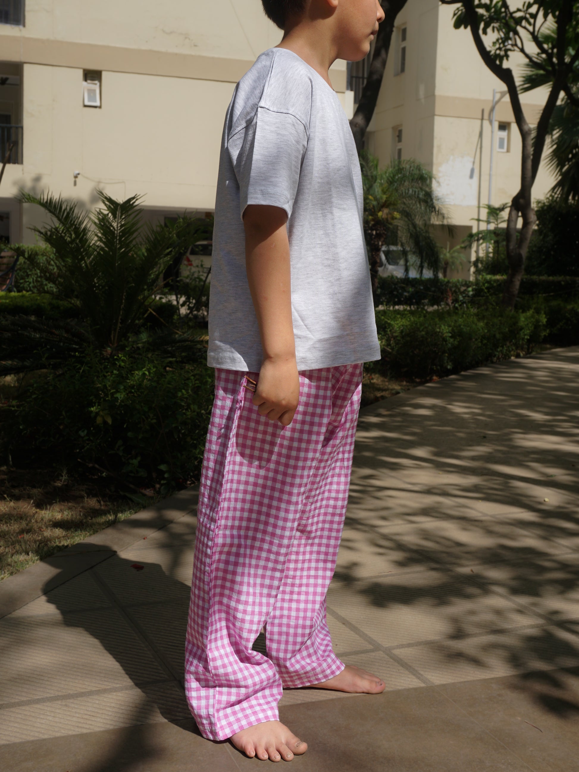 Blossom Pink Cotton Lounge Pants for Kids – Gozi