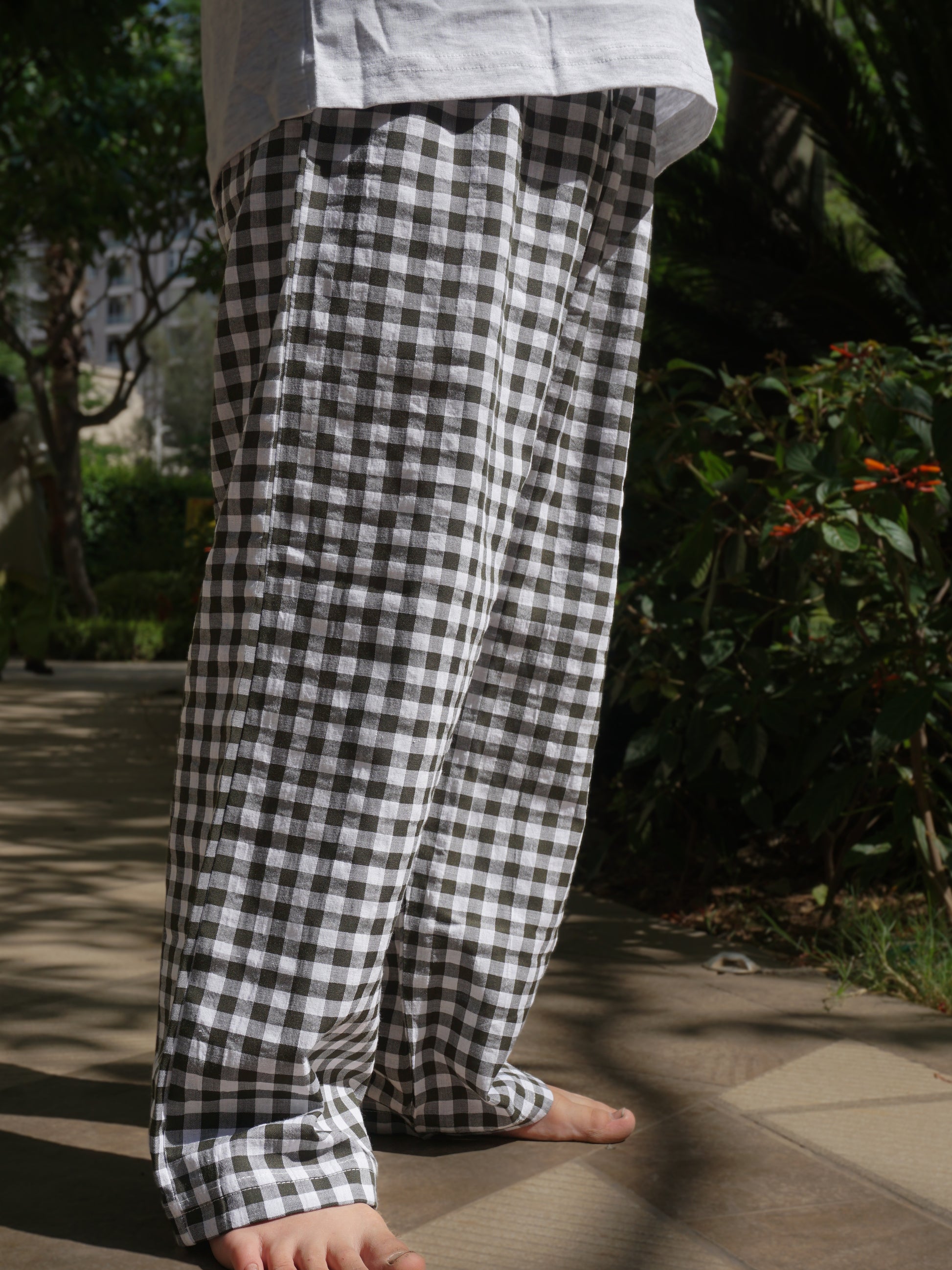 Olive Cotton Lounge Pants for Kids – Gozi