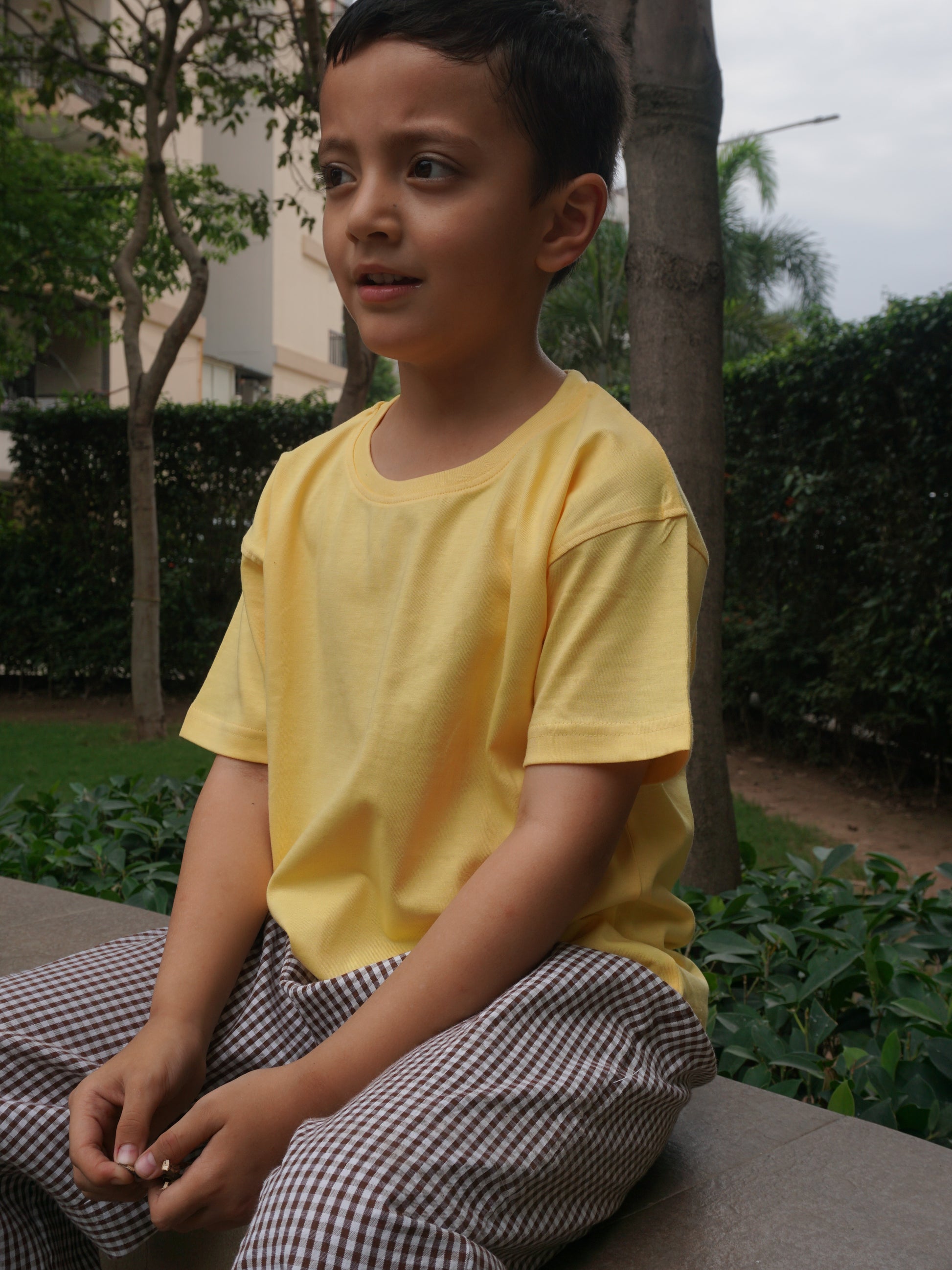Butter Yellow Cotton T-Shirt for Kids – Gozi