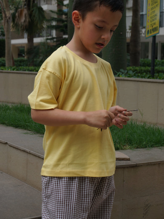 Butter Yellow Cotton T-Shirt for Kids – Gozi