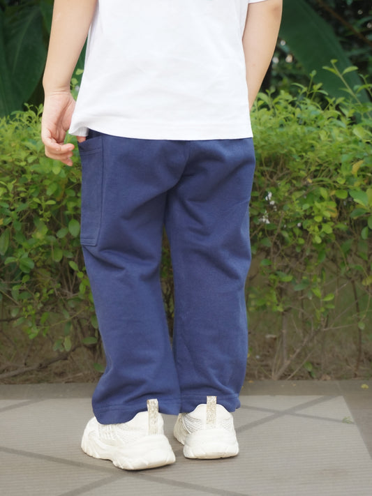 Everyday Terry Straight Pants: Navy Blue