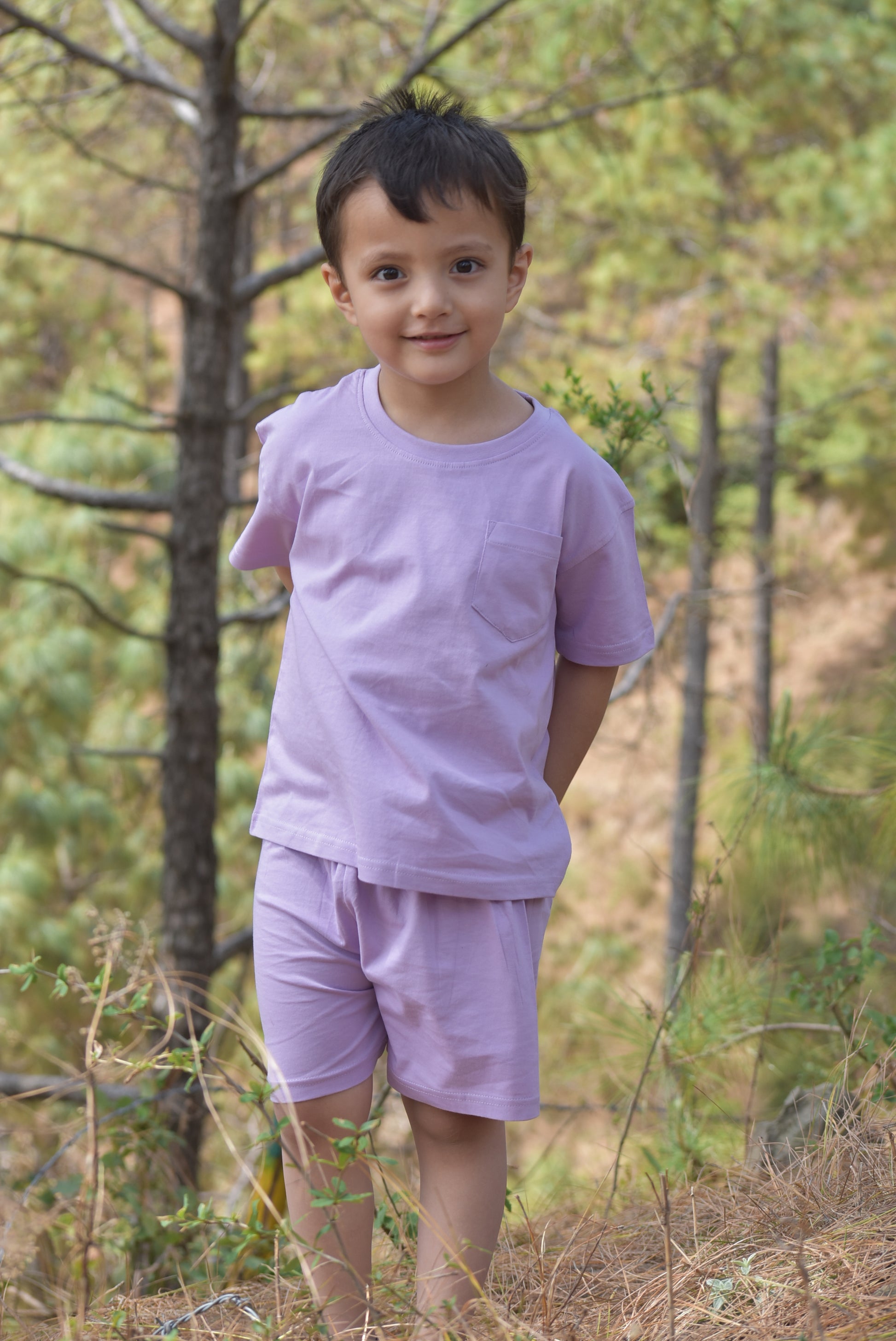 Boys - Mid Lavender - Biowashed Super Soft Cotton T shirt- Size: 1-6 Y - Gozi