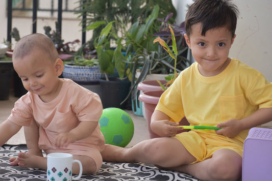 Light Yellow & Coral - Pack of 2 Super Soft Cotton T shirts For Baby Boys and Girls