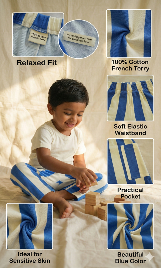French Terry Collection: The Blue Striped Pant