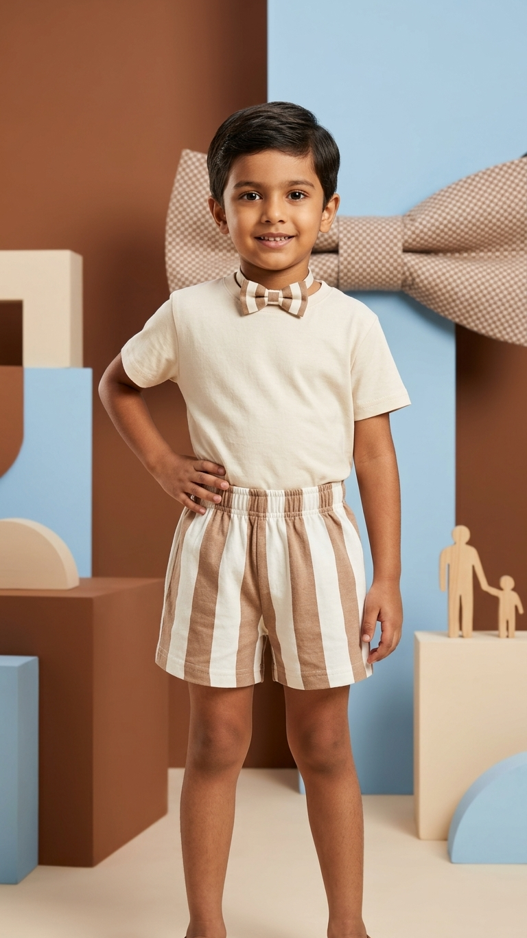 Biscotti Stripe Cotton Shorts for Kids – Gozi